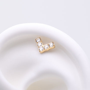 Detail View 1 of Implant Grade Titanium OneFit Threadless Golden Multi-Gem Chevron Top Part-Clear Gem